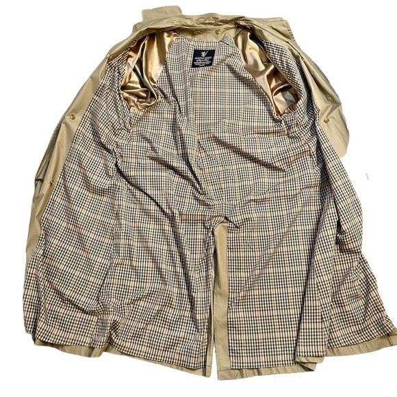 Austin Reed Vintage Mens Khaki Long Trench Coat with Removable Wool Liner 40R - Picture 9 of 12